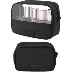 Breteil 2 PCs Makeup Bags Multifunctional Travel Bag Zipper Pouch Black